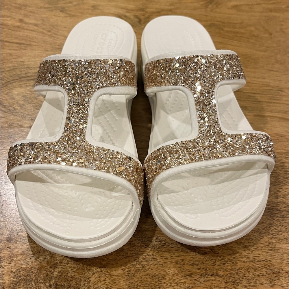 Crocs Monterey Shimmer Slip On Wedge Sandal